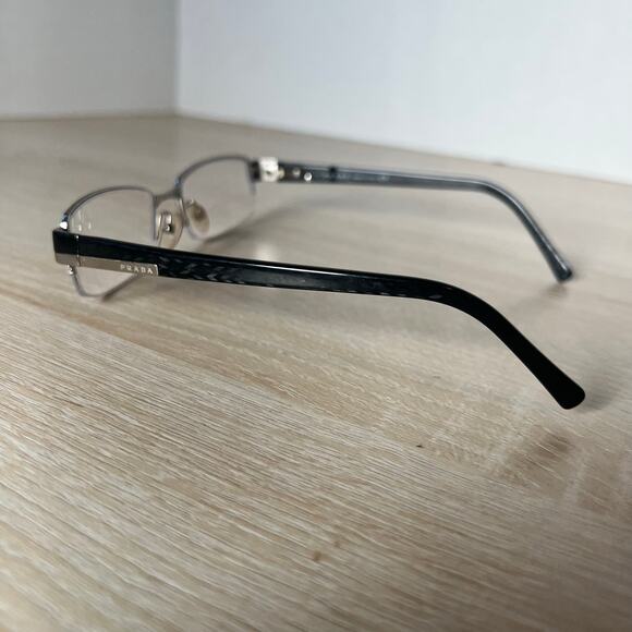 Prada VPR60H 7BN-1O1 Eyeglasses Black Frames Half Rim Flex Hinge 49-18-135 - Picture 7 of 8